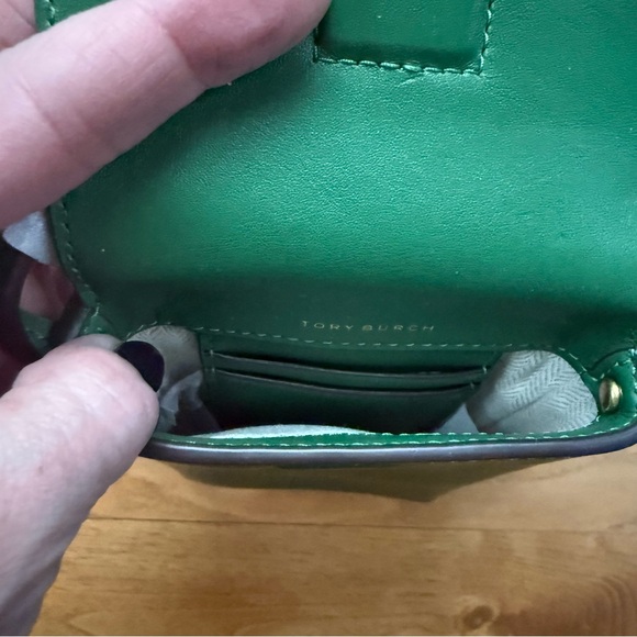 Tory Burch Miller Metal Arugula Green Leather Phone Crossbody Bag - Picture 8 of 13